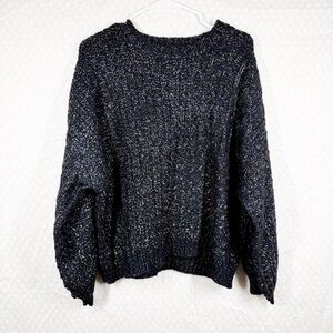 Desigual Black Gold Metallic Cable Knit Sweater